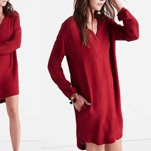 Madewell Maroon Du Jour Shift Dress - Picture 6 of 6